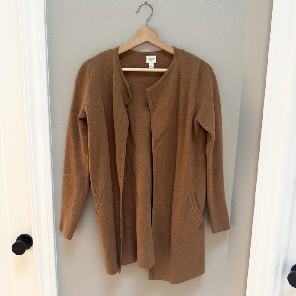 Camel Jcrew Open Sweater Coat, XS